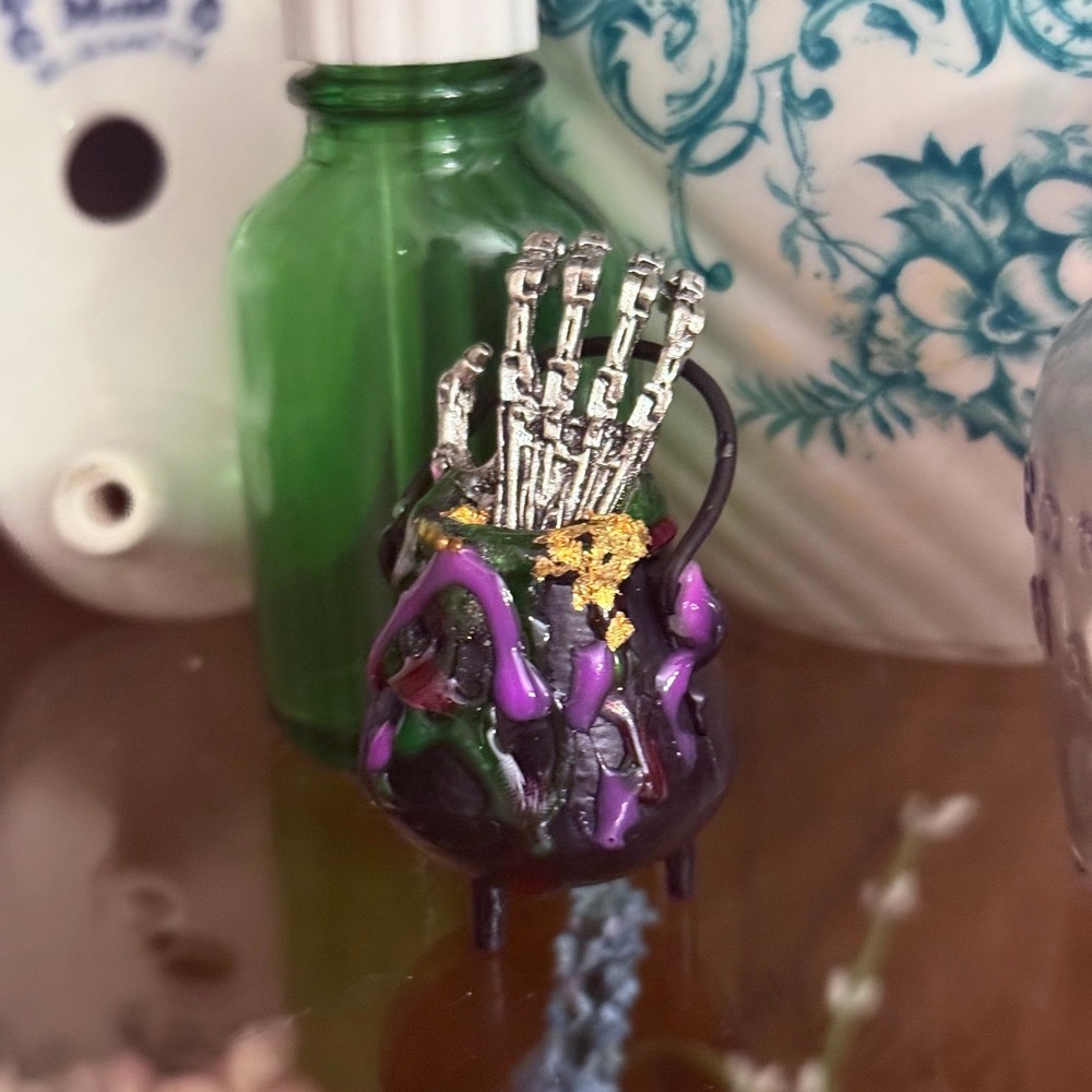 Miniature Skeleton Hand Witch's Cauldron